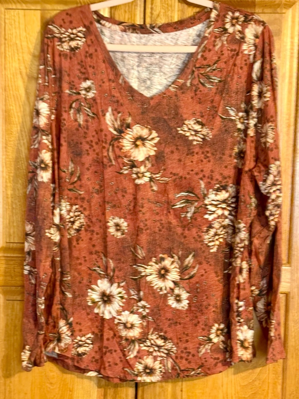 Sonoma Long Sleeve Tshirt Rust floral 2X